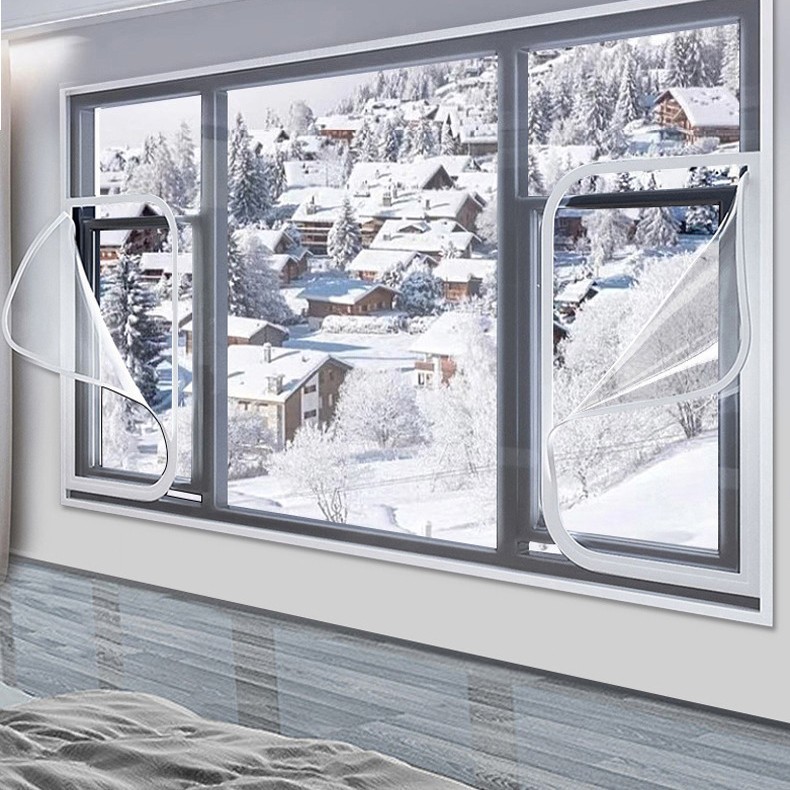Ventana de protección contra el viento sellado invierno fuga de viento anticongelante espesa cortina de tela de plástico cortina de aislamiento térmico película de aislamiento térmico