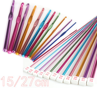 Knitting tools sweater needle crochet Afghanistan color aluminum alloy crochet 27CM/15CM colorful metal needle