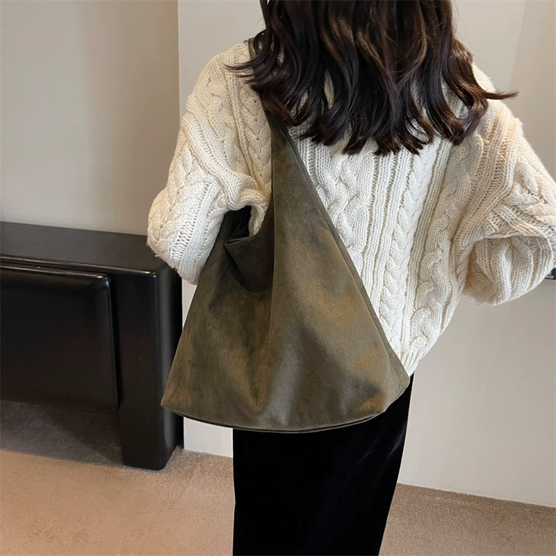 Retro suede shoulder bag