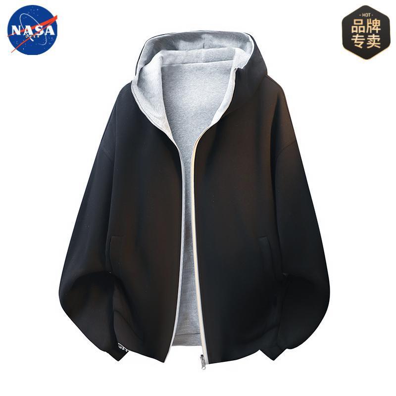 NASA品牌重磅双面穿开衫卫衣男女情侣春秋新款潮牌高级感连帽外套|undefined