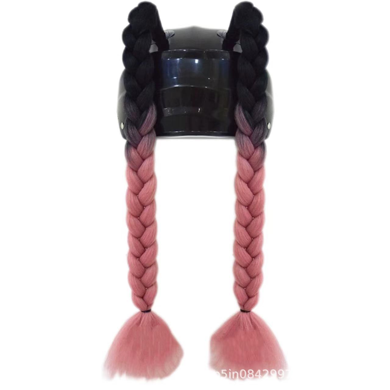 Colored Ponytail Helmet — Motuoche Auto Parts and Accessories - dark-pink-ponytail-braids-1-pair
