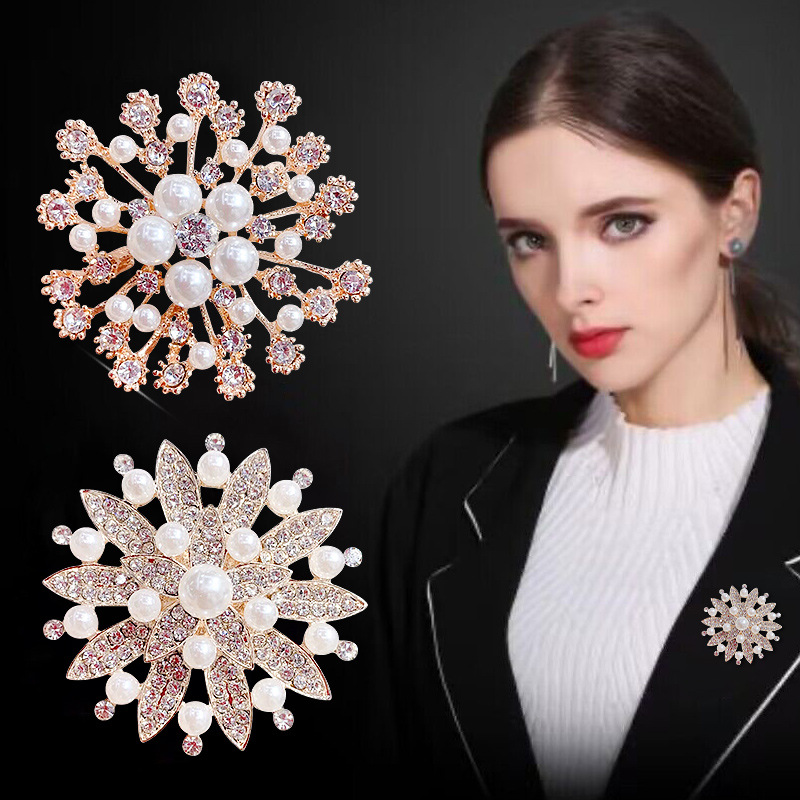 Elegante Perlenbrosche Für Damen Mit Blumen- Und Kronen-design_voghion.com