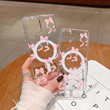 虾皮热销ins少女蝴蝶结适用GalaxyS24/S25手机壳透明亚克力保护套
