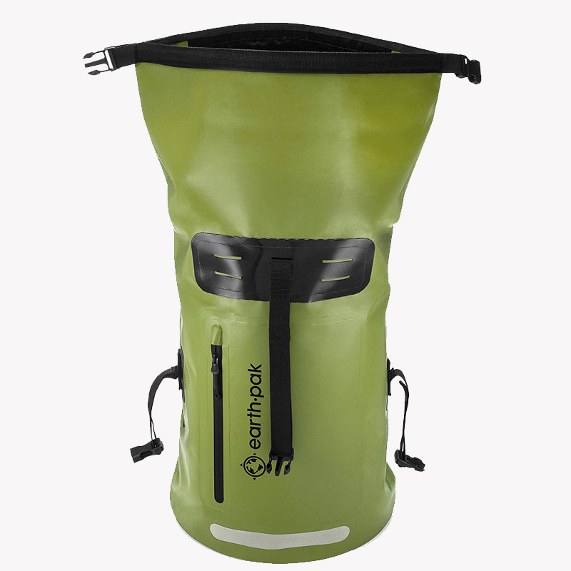 Mochila impermeable personalizada para montañismo al aire libre de PVC, mochila impermeable ligera de gran capacidad estilo camping con almacenamiento húmedo y seco