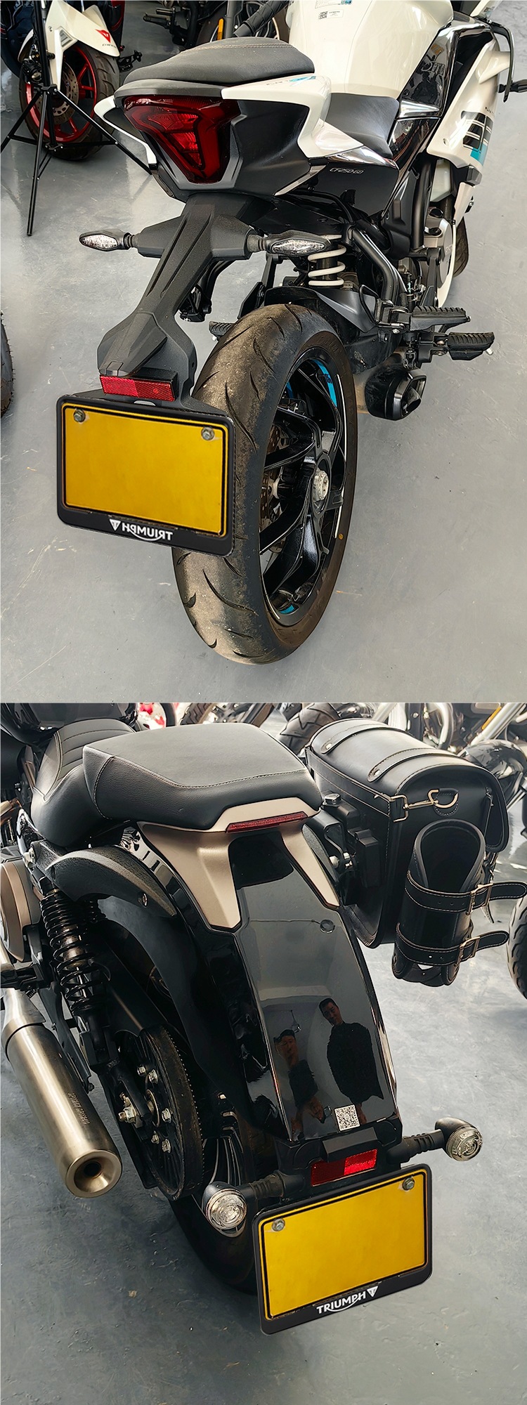 Motorcycle License Plate Frame Frosted Black License Plate Frame Scooter Universal Thickened Aluminum Alloy Solid Rear Tail License Plate Frame