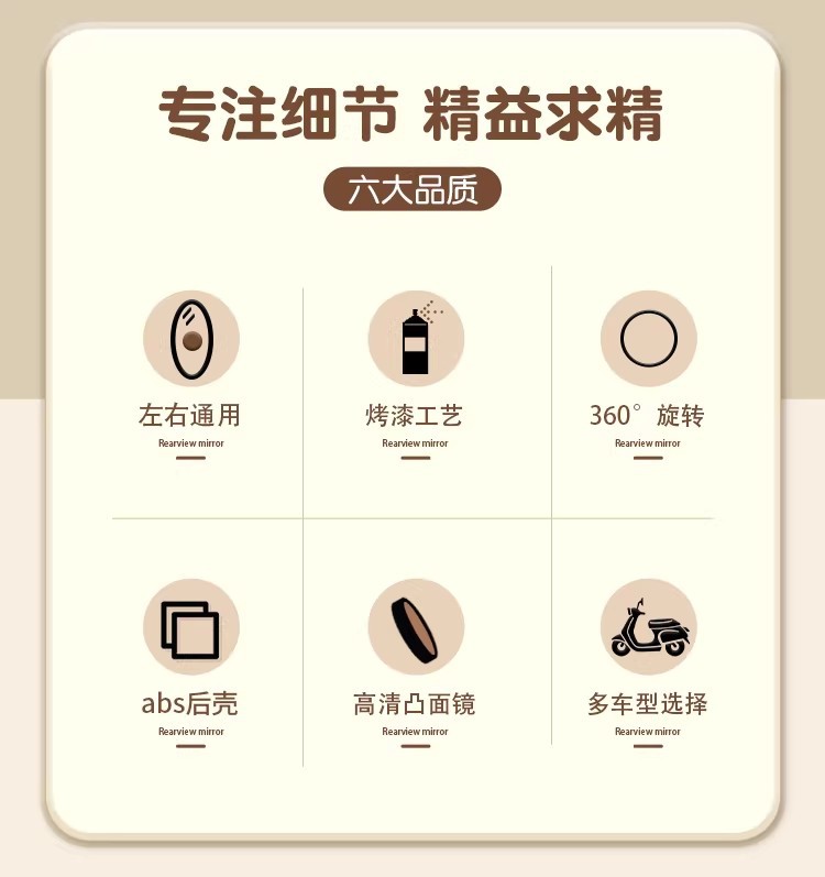 Suitable for full-color KT rearview mirrors, electric vehicle reflectors, ultra-wide-angle electric bicycle rearview mirrors, and modification accessories