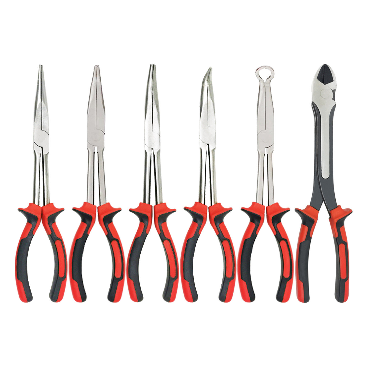 Alicates de alargamiento Alicates de nariz afilada Traje de 11 pulgadas Mango de alargamiento de 16 pulgadas Cabeza de 45 ° Cabeza de 90 ° Alicates de nariz curvada Cabeza de sujeción de abrazadera en O