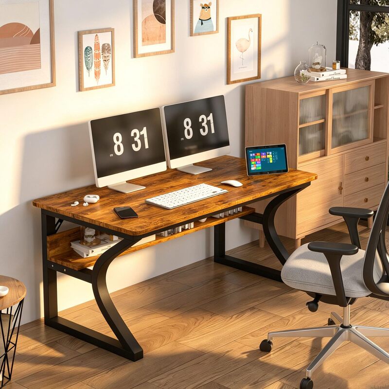 Factory hot sale computer desk, office desk with storage space, home office desk