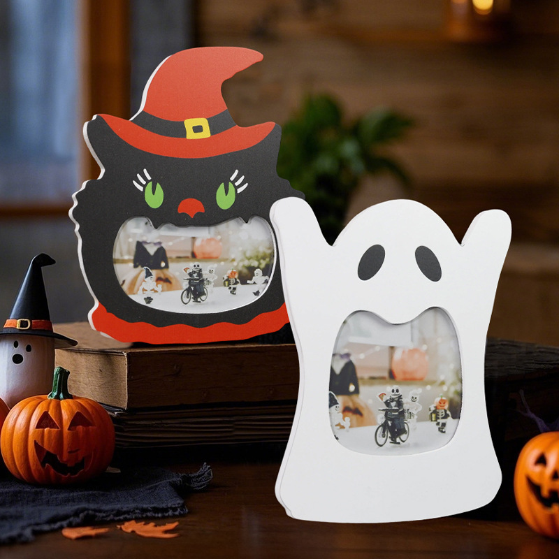 Halloween Wooden Shaped Photo Frame Capture Your Fantasy Night, Diy-Friendly, Popular on Instagram, Export Hot Seller 4*6 4*4