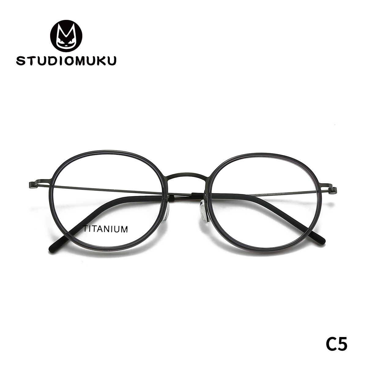 STUDIOMUKU gafas de madera cool retrógrado redondo marco de gafas minimalista placa clásica marco de gafas redondo universal
