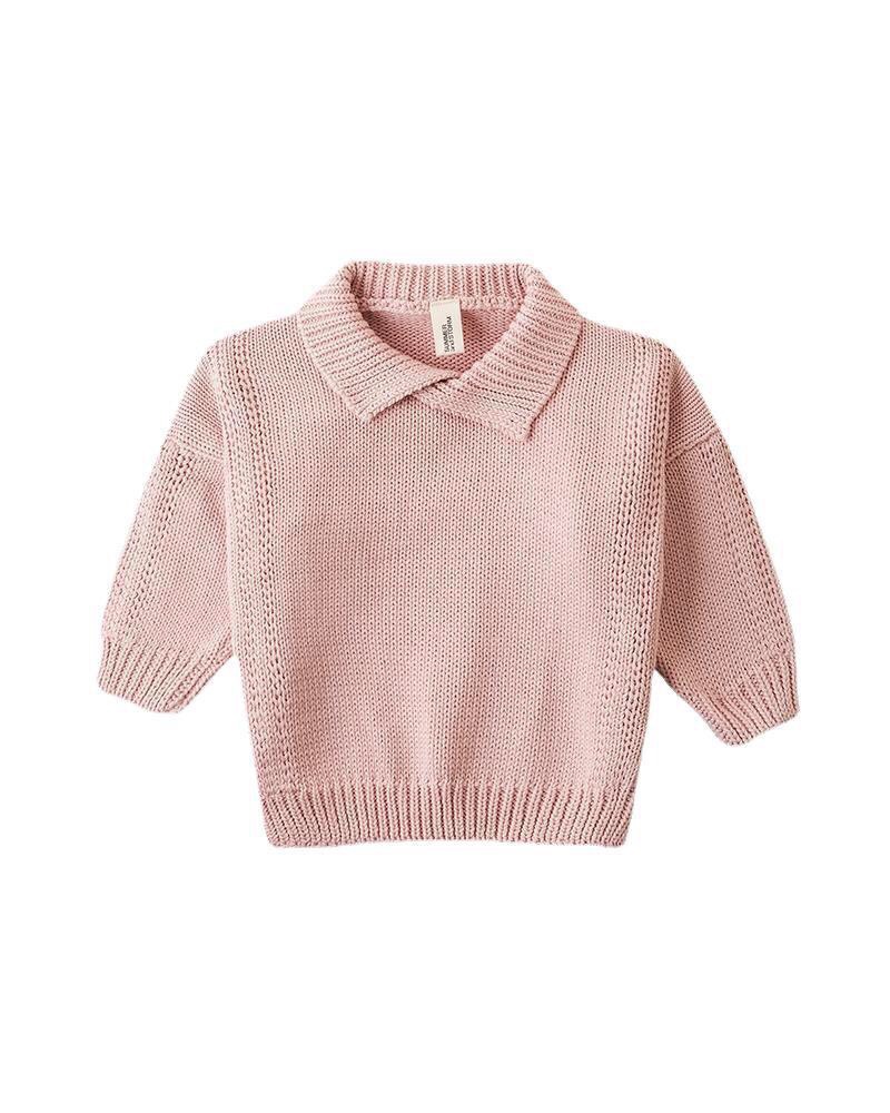 스톰 로즈 핑크 라펠 빈티지 풀오버 스웨터