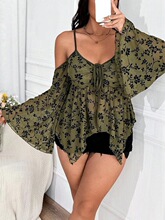 S 58522 Leopard Print Sleeves Blouse ���Ƶ������� ��