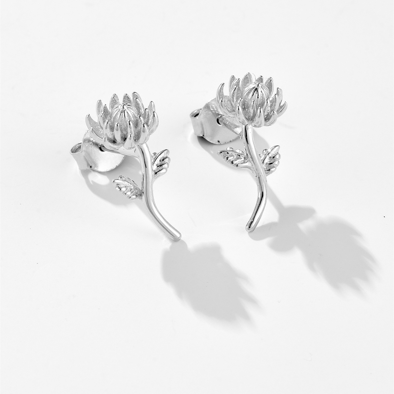 Ear Studs Classification 1 Pair Quantity 1 Pair 18K Gold Plated 925 Sterling Silver Flower Ear Studs