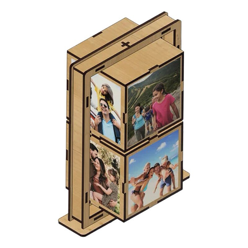 Xingcheng Cross-border Wooden Rotating Photo Cube Wooden Crafts Photo Collage Ornaments Home Decoration