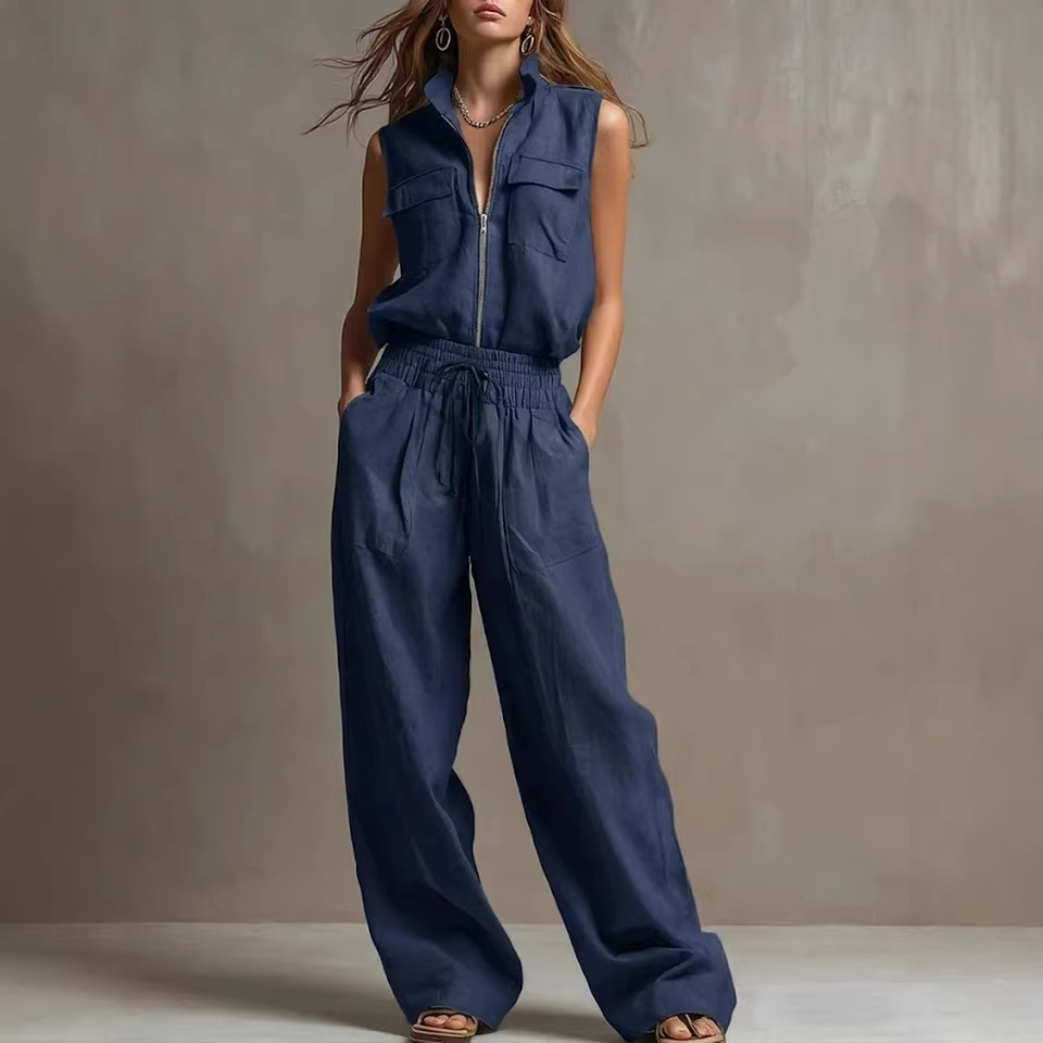 Lässiger Damen-Trainingsanzug mit Reißverschluss – Atmungsaktive Polyester-Loungewear-Hose und -Jacke (S-5XL, 6 Farben, lockere Passform für Fitnessstudio und Reisen)_voghion.com