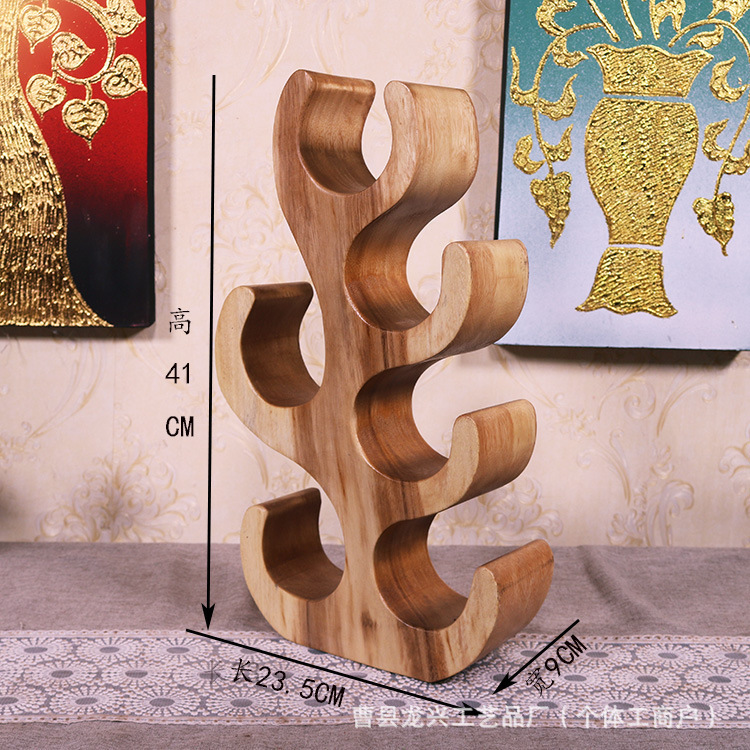 Clásico nuevo estilo chino de madera maciza elefante forma estante de botella de vino nuevo estilo chino estante de almacenamiento de madera de vino