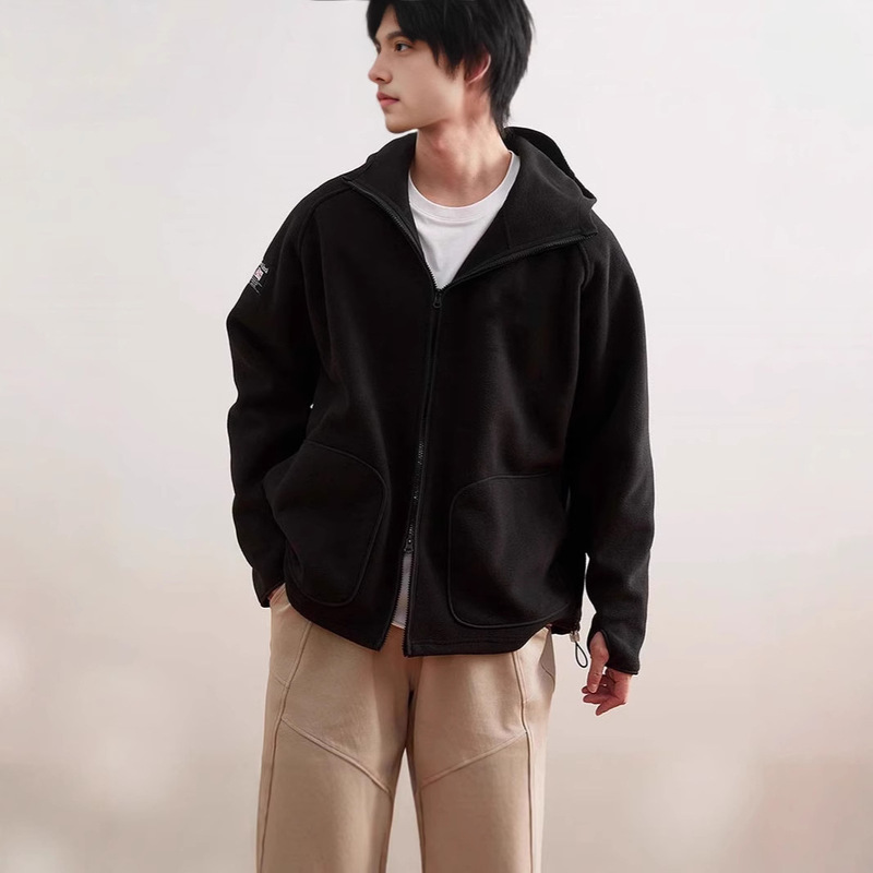 Solid Color Loose Casual Hooded Top Men's Winter New Simple High Street Long Sleeve Jacket North Face 23823