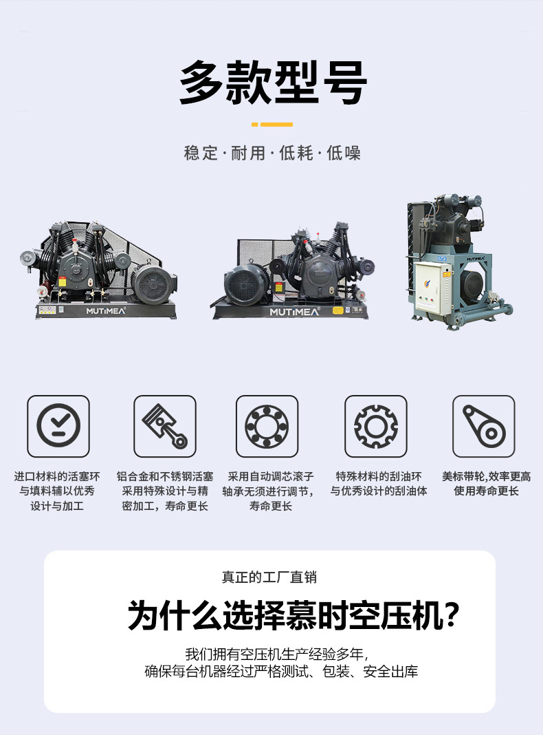 Piston Air Compressor 30kg for Medium-Pressure Pet Bottle Blowing, 40Bar Piston-Type Air Compressor High-Pressure Air Pump