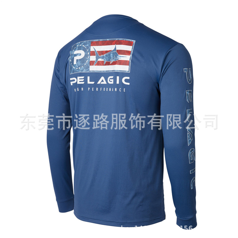 New PELAGIC Long-sleeved Round Neck Fishing Suit Anti-ultraviolet Fishing Gear Summer Outdoor Quick-drying Breathable Fishing Suit