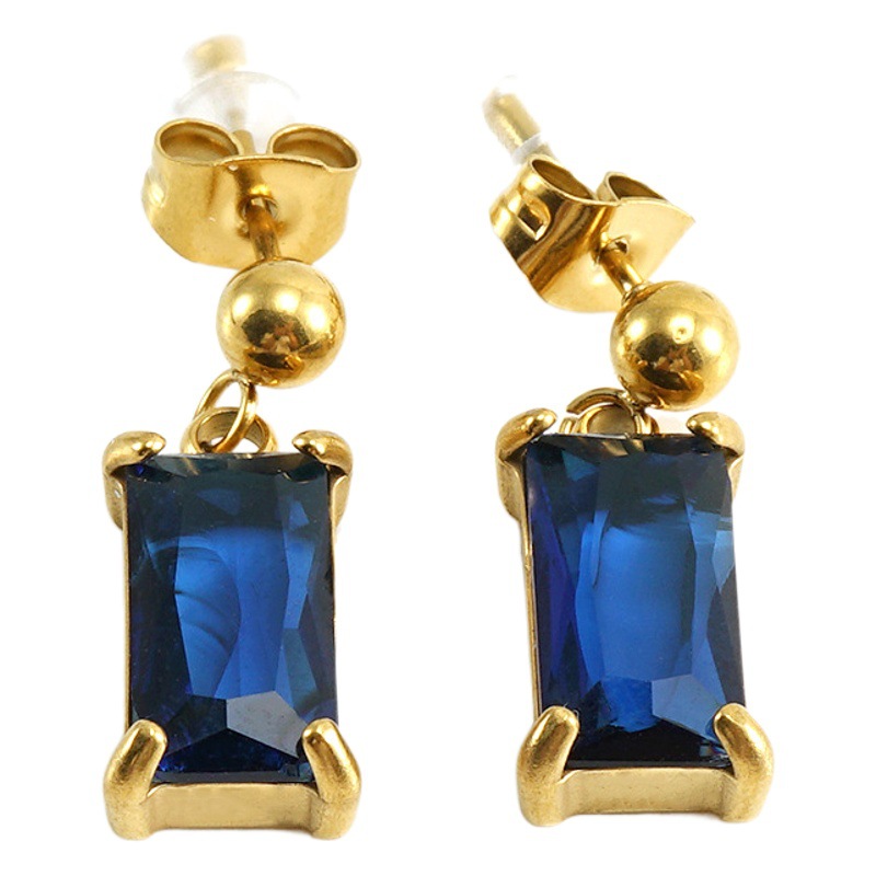 Acero inoxidable transfronterizo nuevos pendientes de diamantes ins estilo colorido ZIRCON pendientes 18K oro titanio pendientes de acero para las mujeres