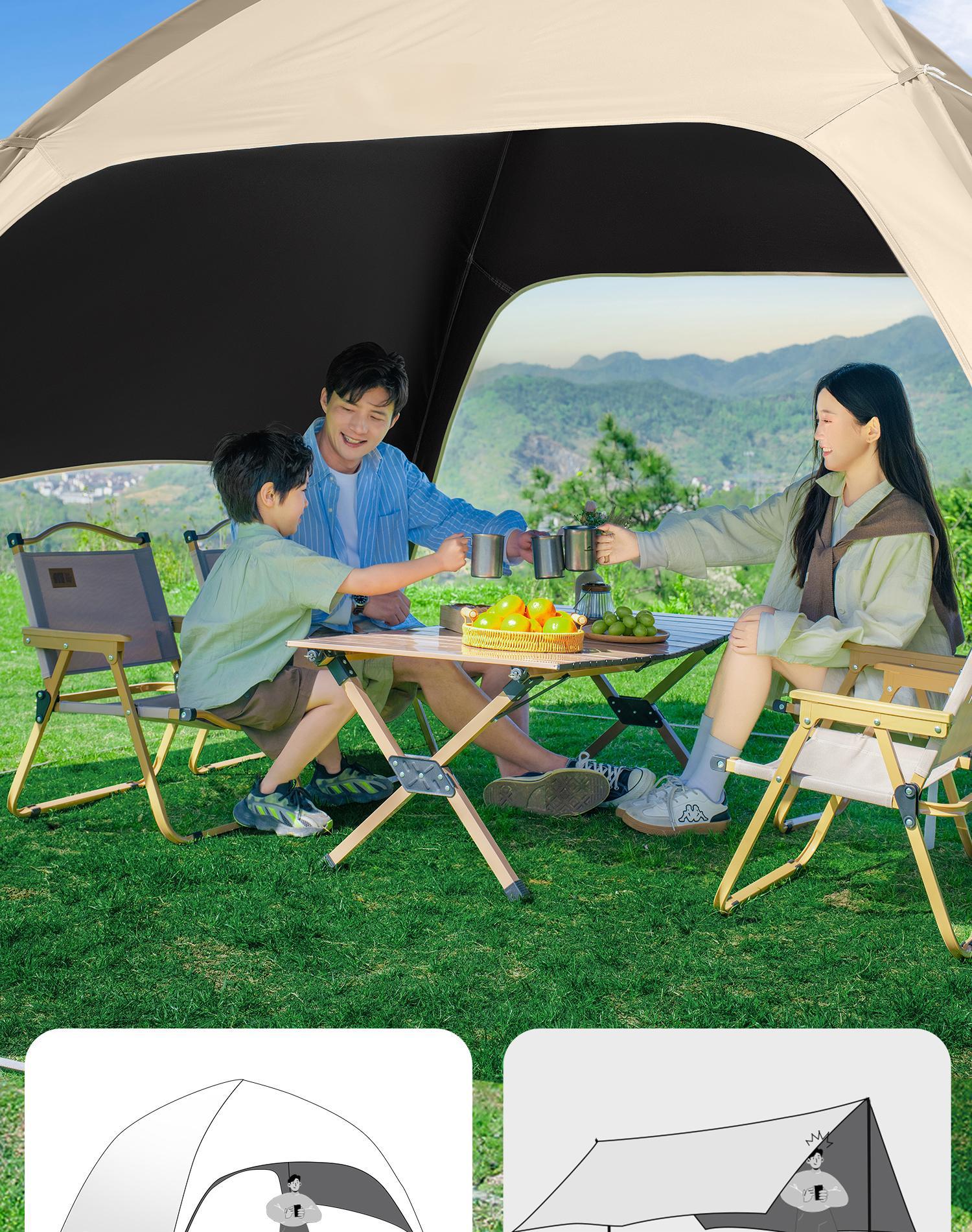 Vinyl Dome Canopy Tent Outdoor Gazebo Camping Rainproof Sunshade Tent with Max Full Blackout