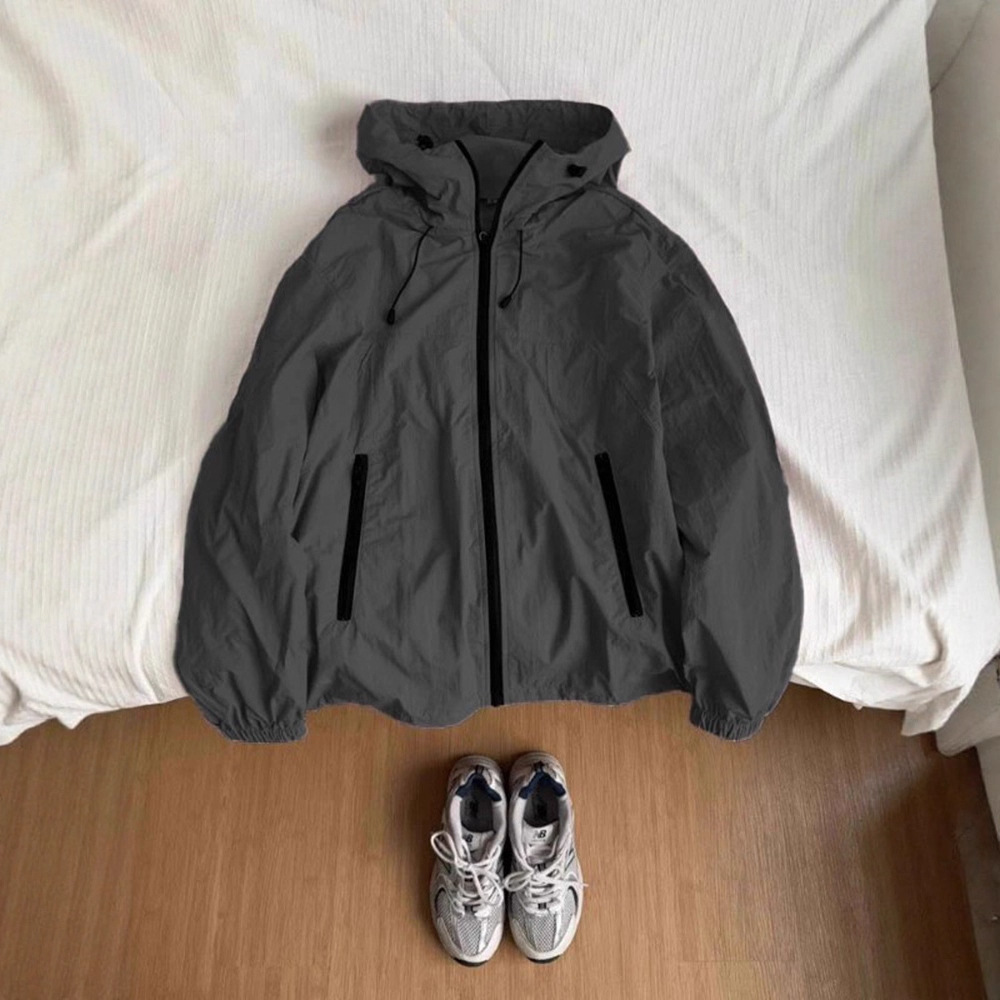 灰色冰丝防晒衣男夏季连帽速干防晒服运动外套轻薄透气户外冲锋衣