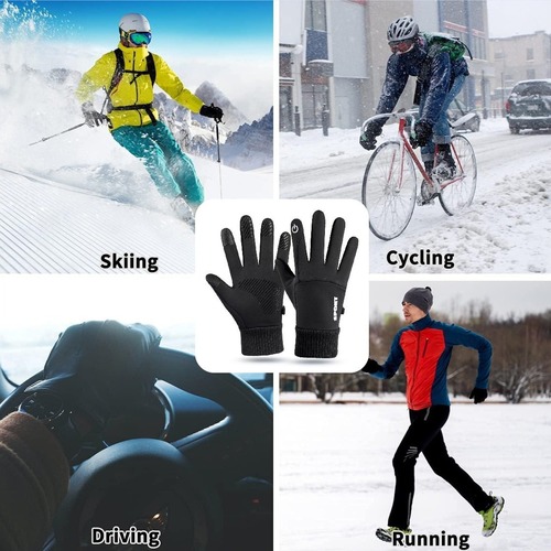 Cross-border warm gloves for men, cotton gloves with extra padding, cold-resistant, touch screen, outdoor cycling, winter season, motorcycle gloves