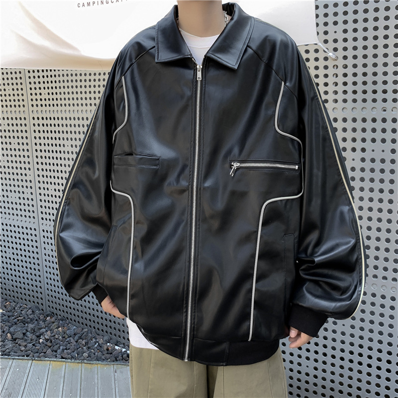 Puleather chaqueta hombres Otoño e Invierno ins marea marca calle uppie guapo versión coreana tendencia suelta personalidad hip hop cardigan