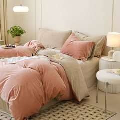 A类婴儿绒四件套防静电冬季保暖绒面轻奢加绒被套床上用品牛奶绒