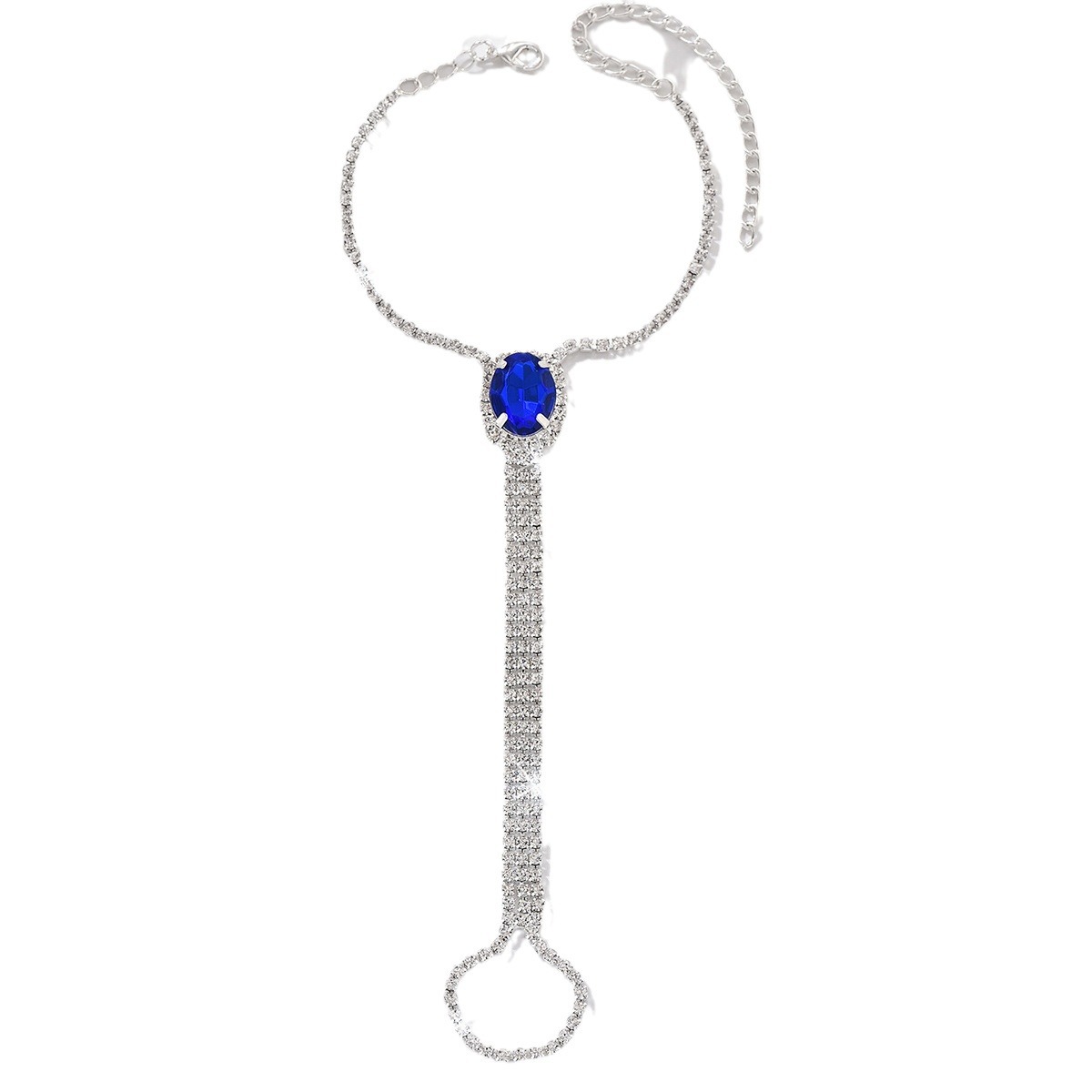 Moda transfronteriza simple azul cristal dedo anillo tobillo de damas verano playa descalza sexy tobillo de diamante