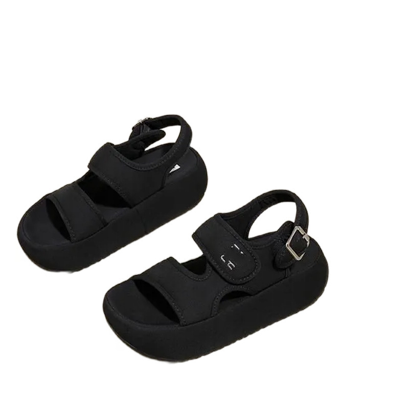 Velcro de fondo grueso sandalias de dedos desnudos para mujeres verano 2026 nuevos zapatos de playa para mujeres zapatos romanos