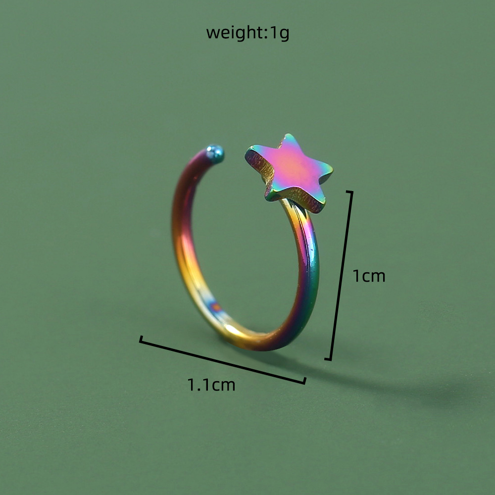 Fashion geometric stainless steel fivepointed star nose ringpicture4