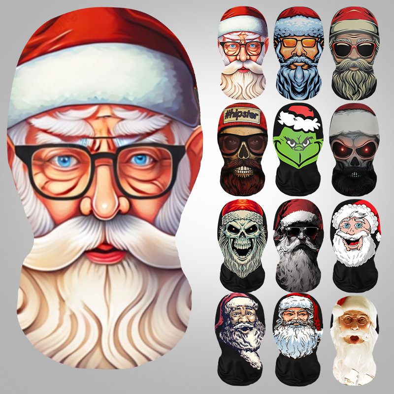 Cross-Border Christmas Santa Claus Hood Comic Series Spoof Full Face Mask Digital Printing Full Hood Cross-Border Christmas Santa Claus Hood Comic Series Spoof Full Face Mask Digital Printing Full Hood