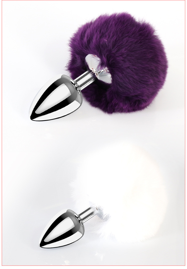 Metal Rabbit Tail Anal Plug, Colorful Non-Vibrating Adult Toy — detail image 6