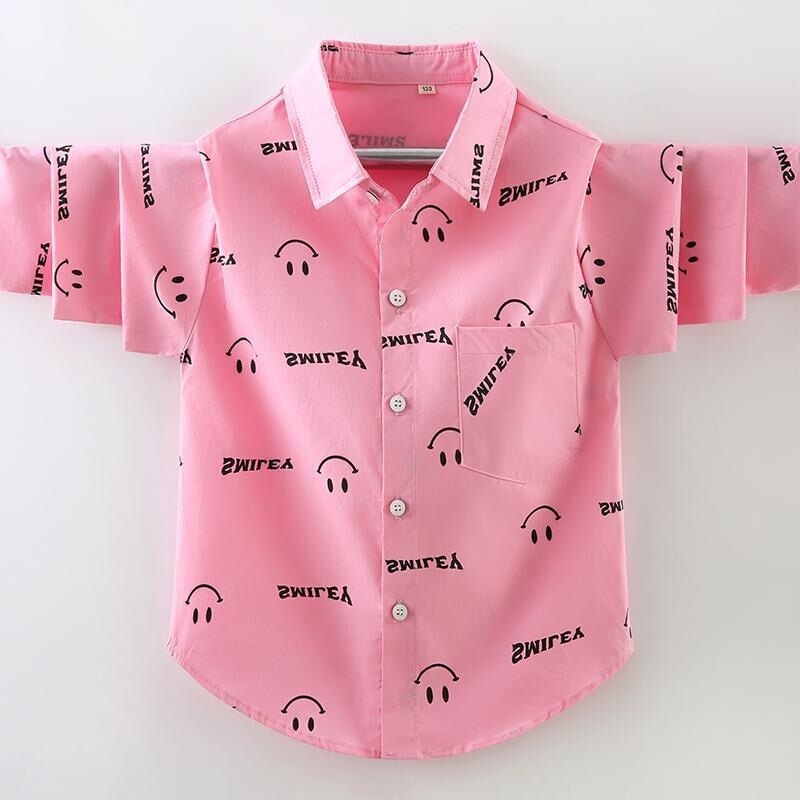 Boys and Girls Spring and Autumn Long-Sleeve Printed Shirts, Stylish Jackets, Trendy Summer Shirts for Children and Older Boys