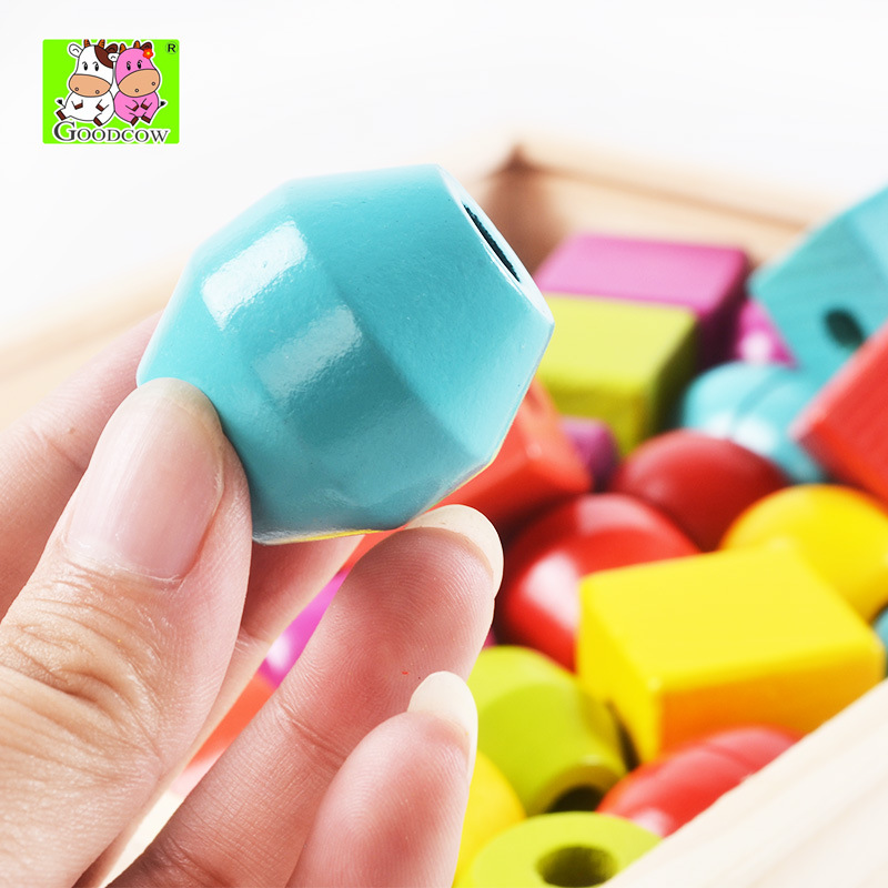 Bloques de Cuentas para Ensartar Madera para Niños