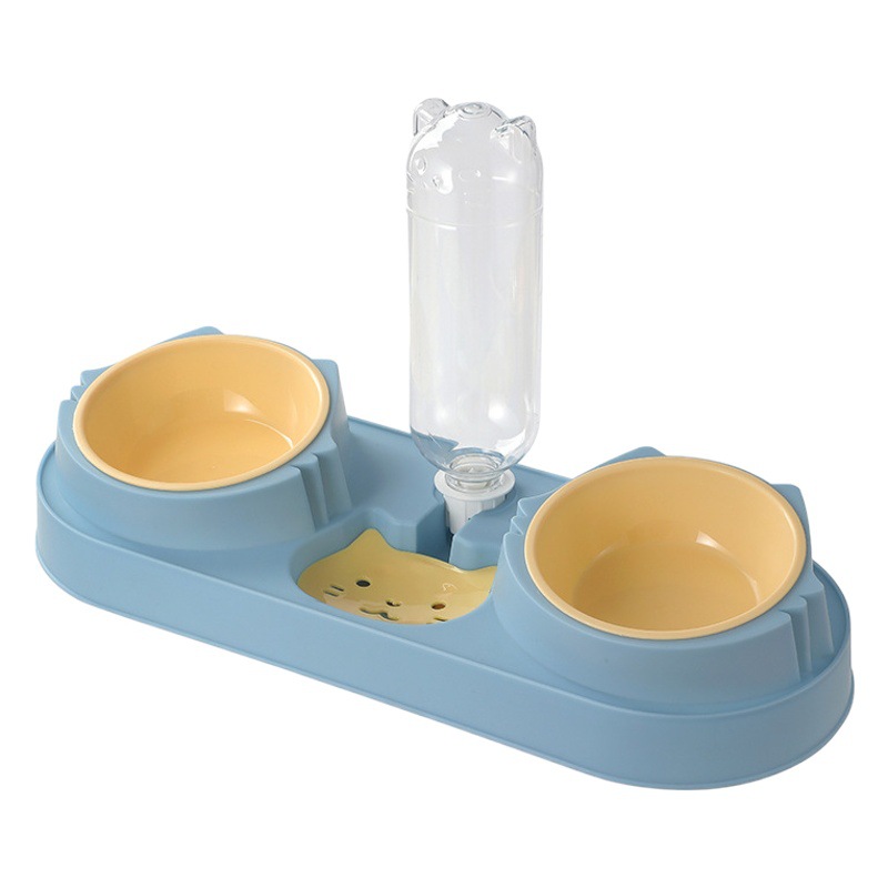 Nueva mascota gato tazón de fuente automática de agua potable anti-Golpe de comida para perros tazón de alimentación doble tazón de protección del cuello del gato del animal doméstico tazón