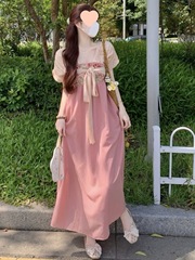 (ファスナーの四面弾生地) 改良漢服国風要素スカート女性アンドロメダ古風ワンピース