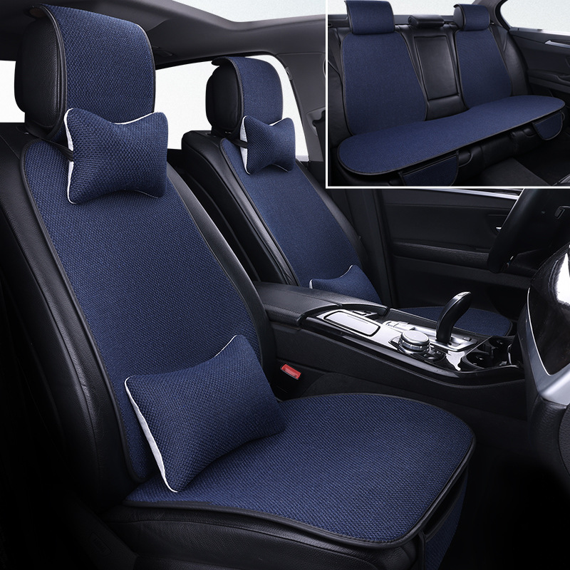 Nuevo cojín de automóvil de lino, cuatro estaciones, algodón y lino transpirable, cómodo y antideslizante, cubierta de cojín integral de estilo comercial