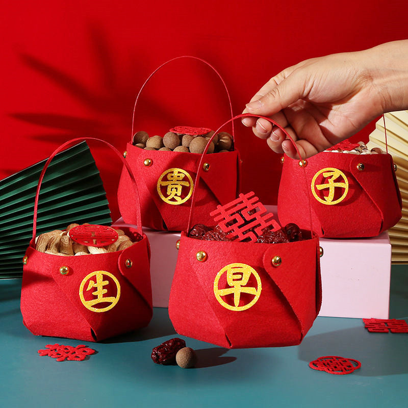 Sales Early to get a son Hand-held Basket Marriage Bed Press Ornament Wedding Decoration Early to get a son Set High-end Basket