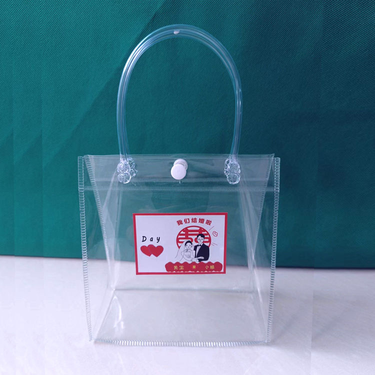 PVC transparente negro caramelo de la boda del bolso con el regalo cumpleaños embalaje plástico impermeable en stock al por mayor