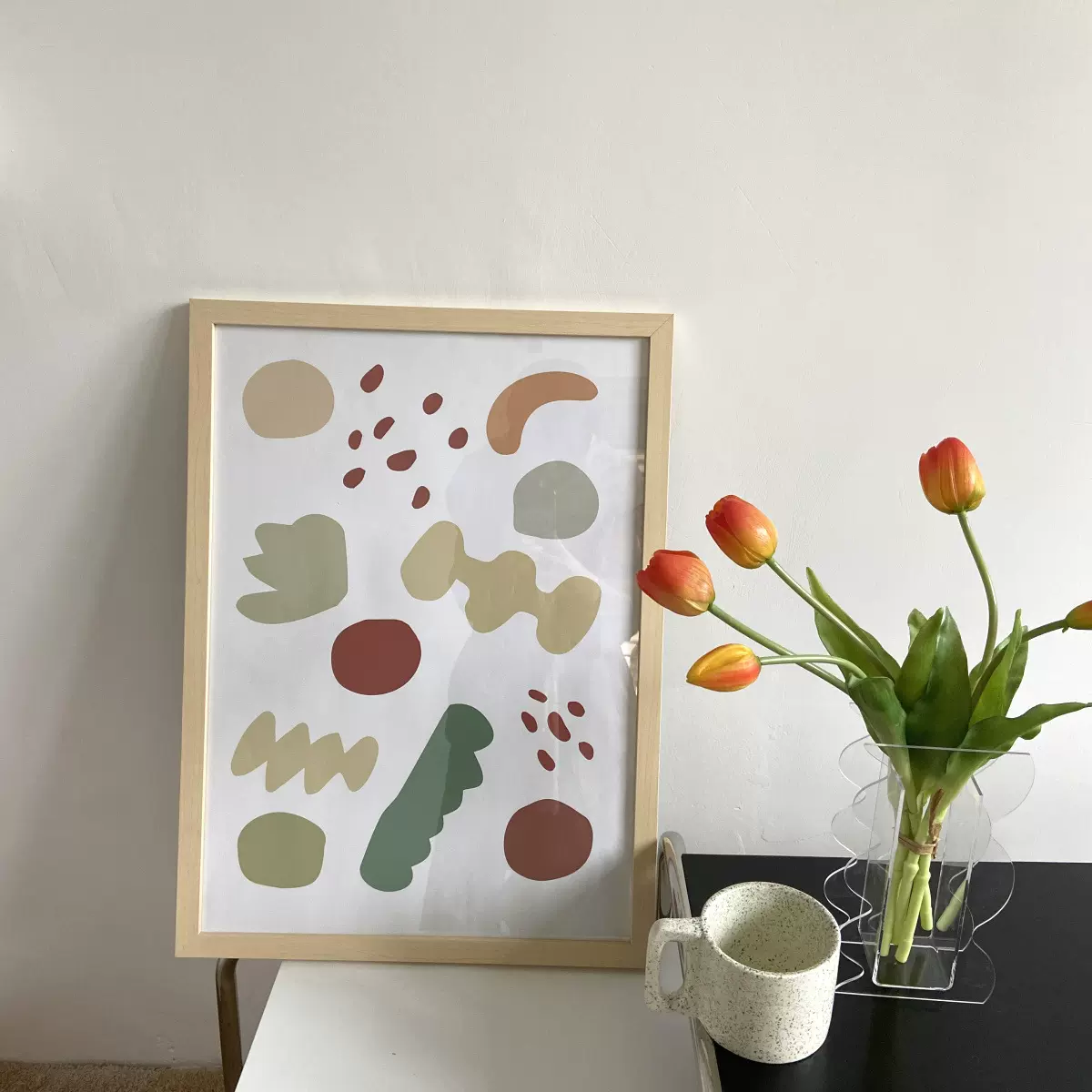 ins韩风卡通撞色简约墙画背景墙挂画装饰画玄关壁画照片墙chic