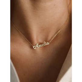 欧美轻奢潮流可DIY定制英文名字钛钢项链女情侣创意锁骨链吊坠