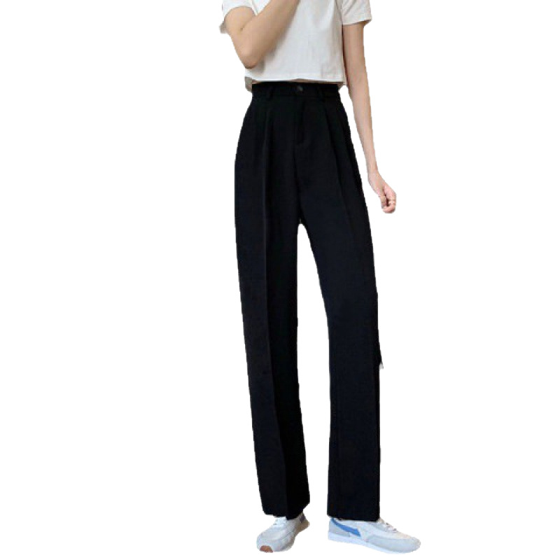 スーツのズボンの女性の夏の韓国版の高腰のゆったりしているストレートな筒はやせている大きいサイズのモップのズボンを現します。
