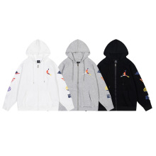 秋冬潮牌AJ飞人印花陈冠希连帽卫衣男女情侣毛圈拉链外套跨境批发