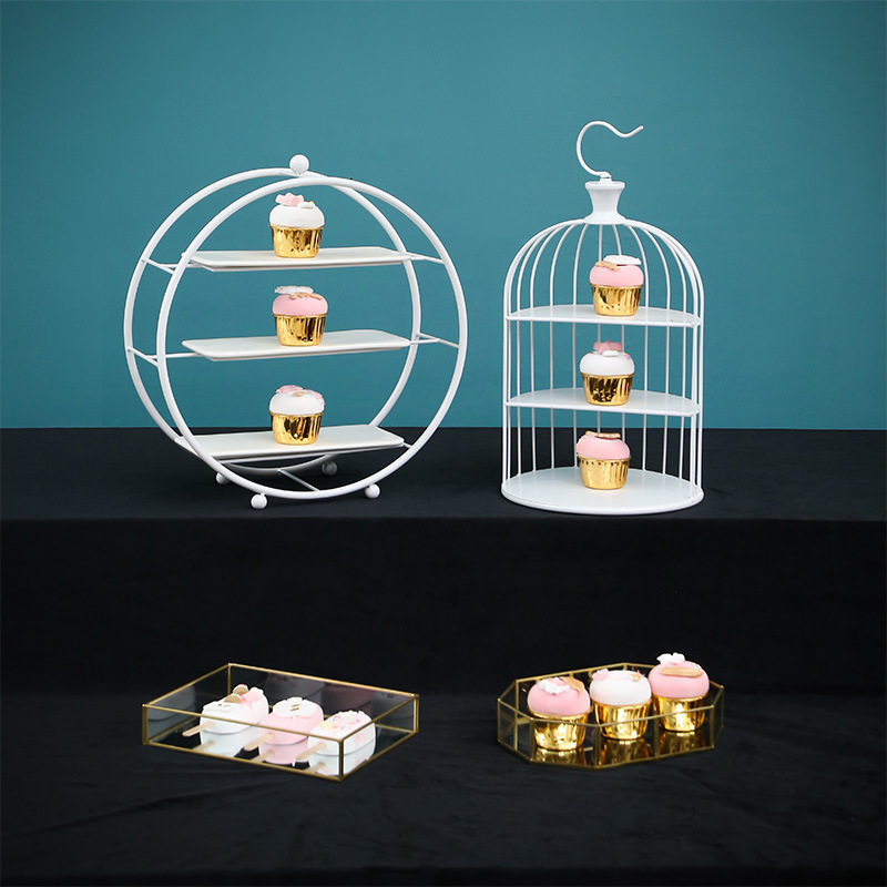 Decoración de mesa de postre simple mesa de postre estante soporte de exhibición decoración de pastelería bandeja de comida fría merienda stand té de la tarde image 10