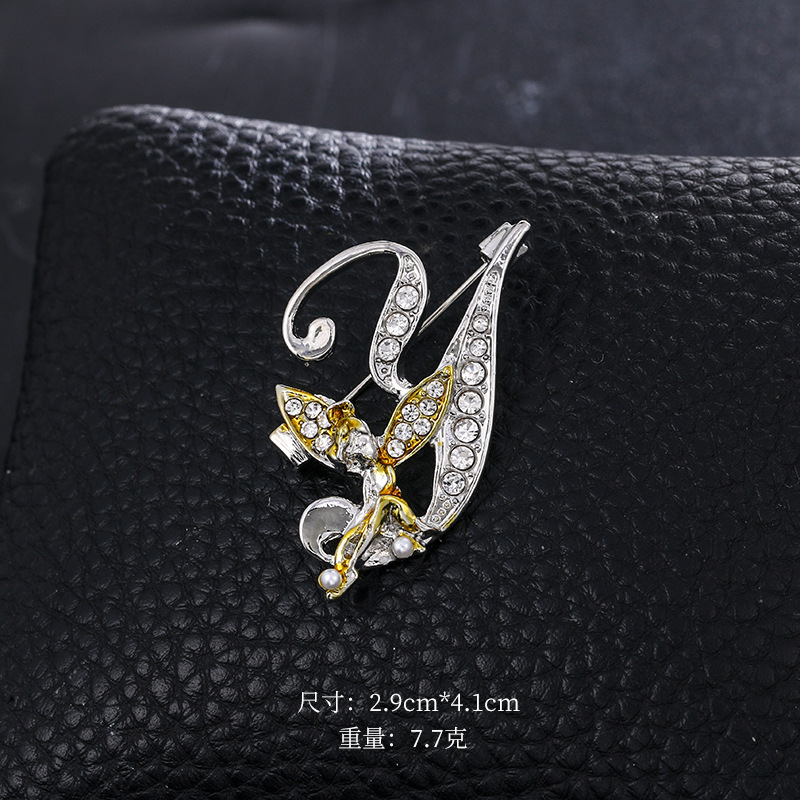 Ángel inglés carta broche moda oro diamante broche aleación ramillete accesorios de ropa PIN