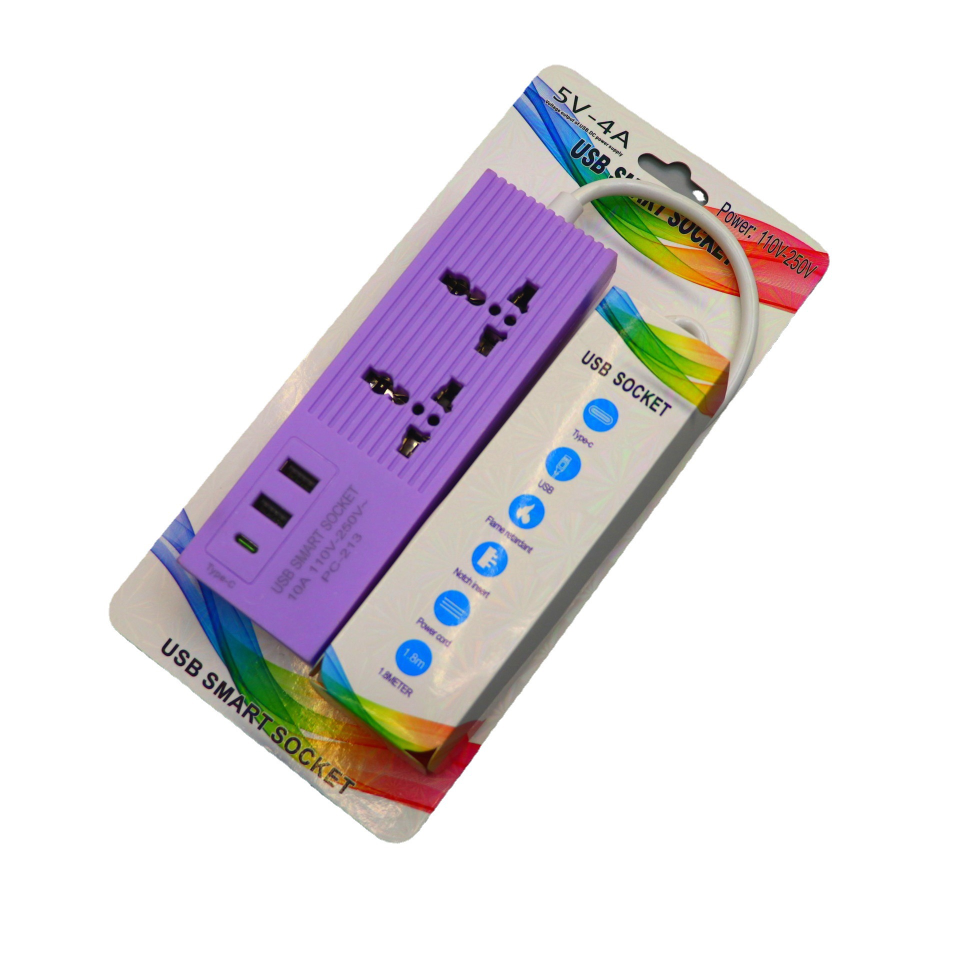 TYPE-C 5V 4A USB Tailandia Filipinas América del Sur Perú dos enchufe de viaje de color plano image 5
