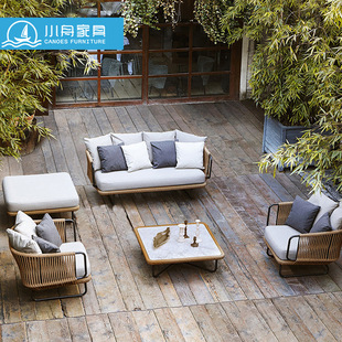 Factory Wholesale Outdoor Leisure Open-Air Balcony Courtyard Rattan Sofa Villa Outdoor Waterproof Sun Protection Furniture Combination