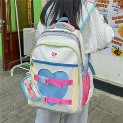 Large Capacity Women's Ins Style Japanese Double Shoulder Bag for Middle and High School Students Trendy Simple Color Travel Backpack